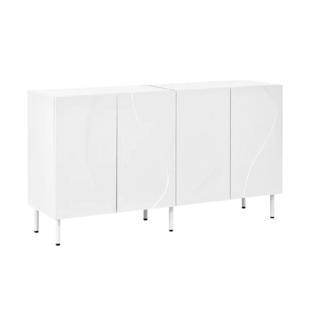 **Titre technique : Meuble de rangement moderne en blanc avec portes lisses**