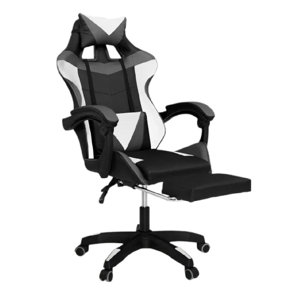 **Chaise de bureau ergonomique avec repose-pieds, noir et blanc**