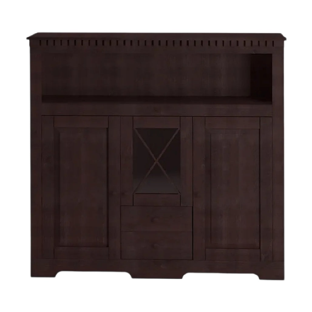 **Meuble de rangement en bois massif avec étagère et portes coulissantes**