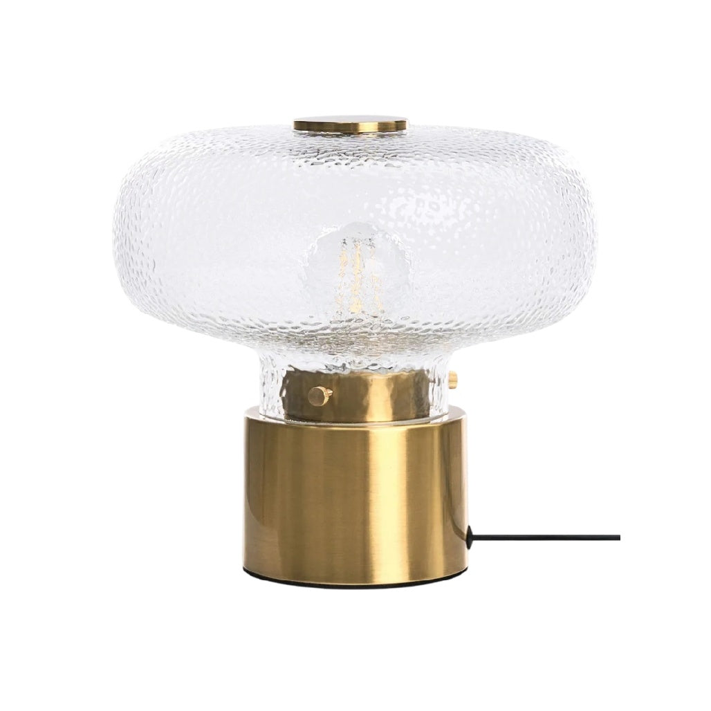 **Lampe en verre texturé avec base en métal doré**