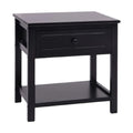 **Table de chevet en bois noir avec tiroir et étagère**