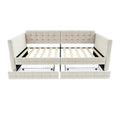 **Canapé-lit convertible avec rangement intégré en tissu clair**