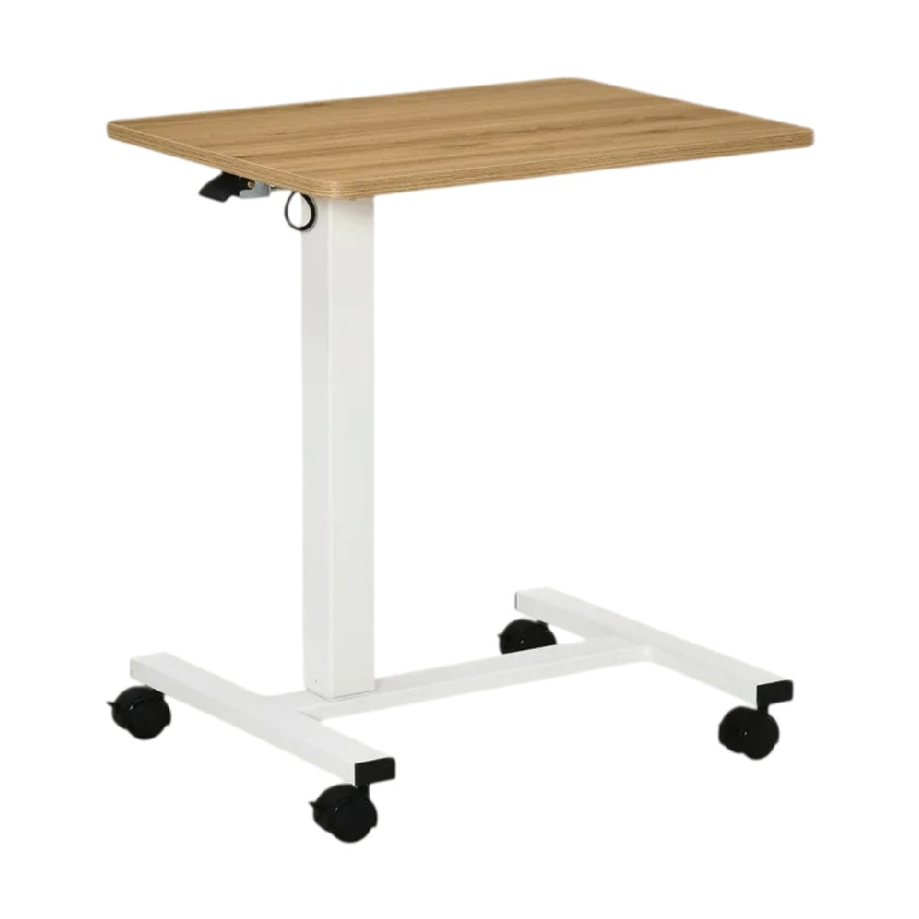**Table d'appoint réglable avec roulettes - Design moderne en bois et métal**